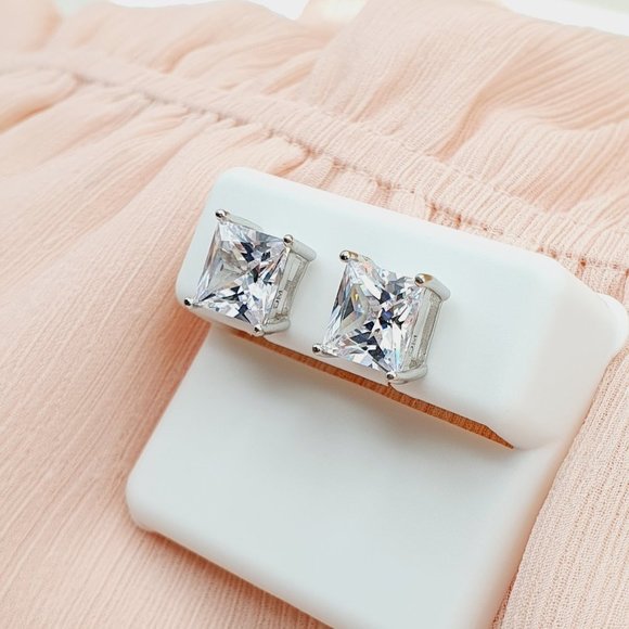 8MM S925 Sterling Silver CZ Stud Earrings for Women/Girl, US19251036 - Picture 8 of 9